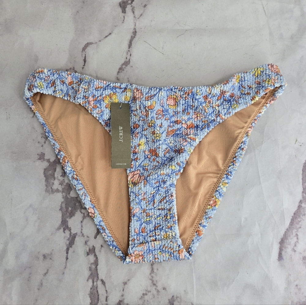 J Crew Swim Bottom Blue Hipster Scrunchie Cheeky High Afternoon Floral BH514